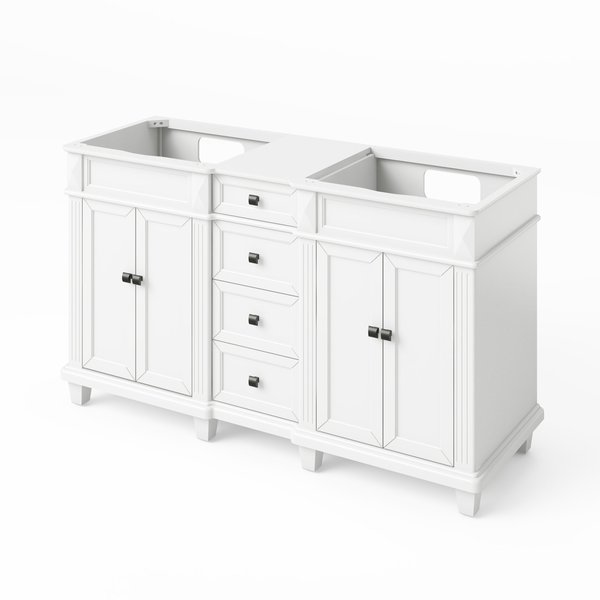 Jeffrey Alexander 60" White Douglas Vanity, double bowl, White Carrara Marble Vanity Top VKITDOU60WHWCR